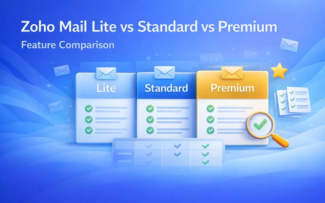 Zoho Mail Lite vs Standard vs Premium — Feature Comparison - workspaceking