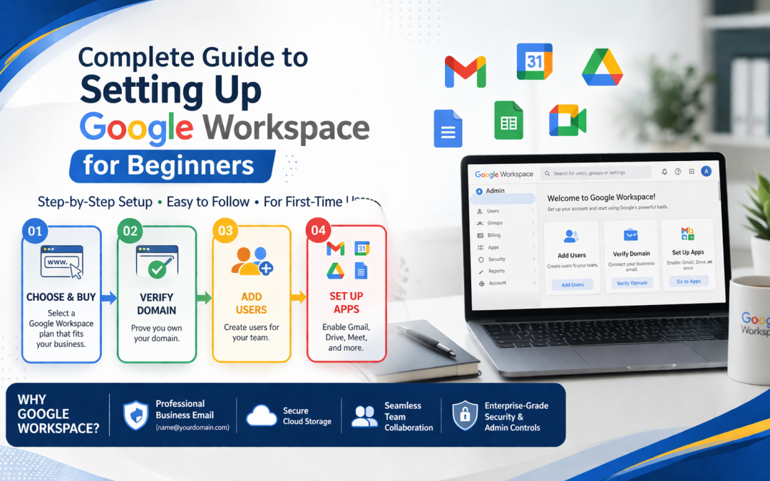 Step-by-step Google Workspace setup guide for beginners with email configuration and business tools